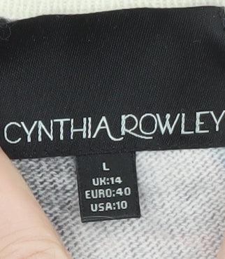 Cynthia Rowley Women Multicoloured Floral Wool Cashmere Cardigan Size 14