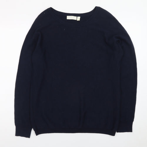 The White Company Women's Blue Size 14 Wool Blend Crew Neck Jumper