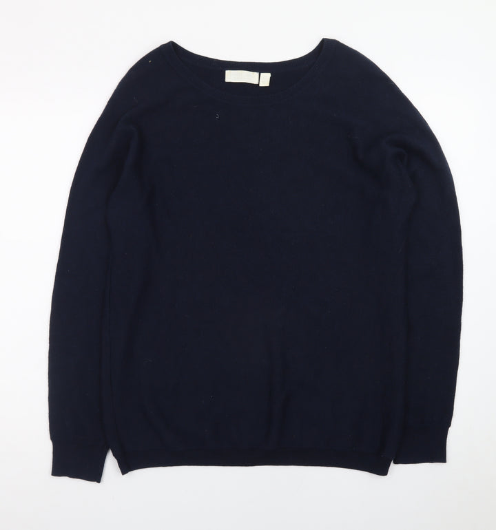 The White Company Women's Blue Size 14 Wool Blend Crew Neck Jumper
