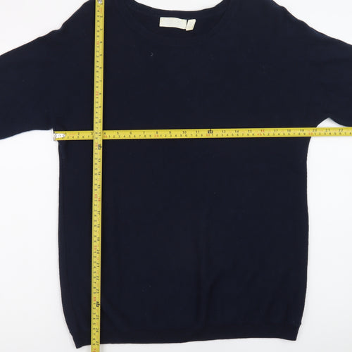 The White Company Women's Blue Size 14 Wool Blend Crew Neck Jumper