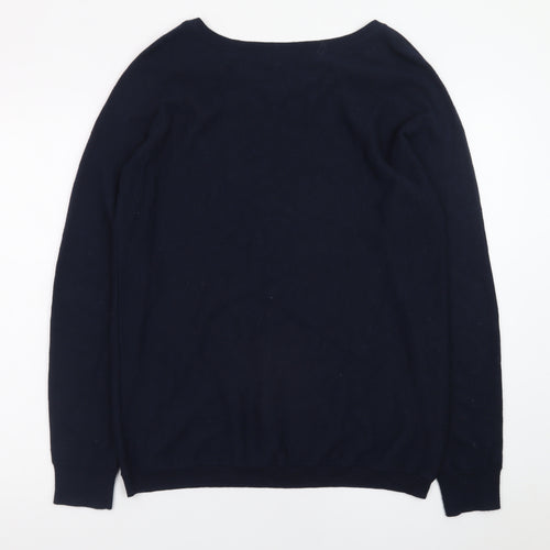 The White Company Women's Blue Size 14 Wool Blend Crew Neck Jumper