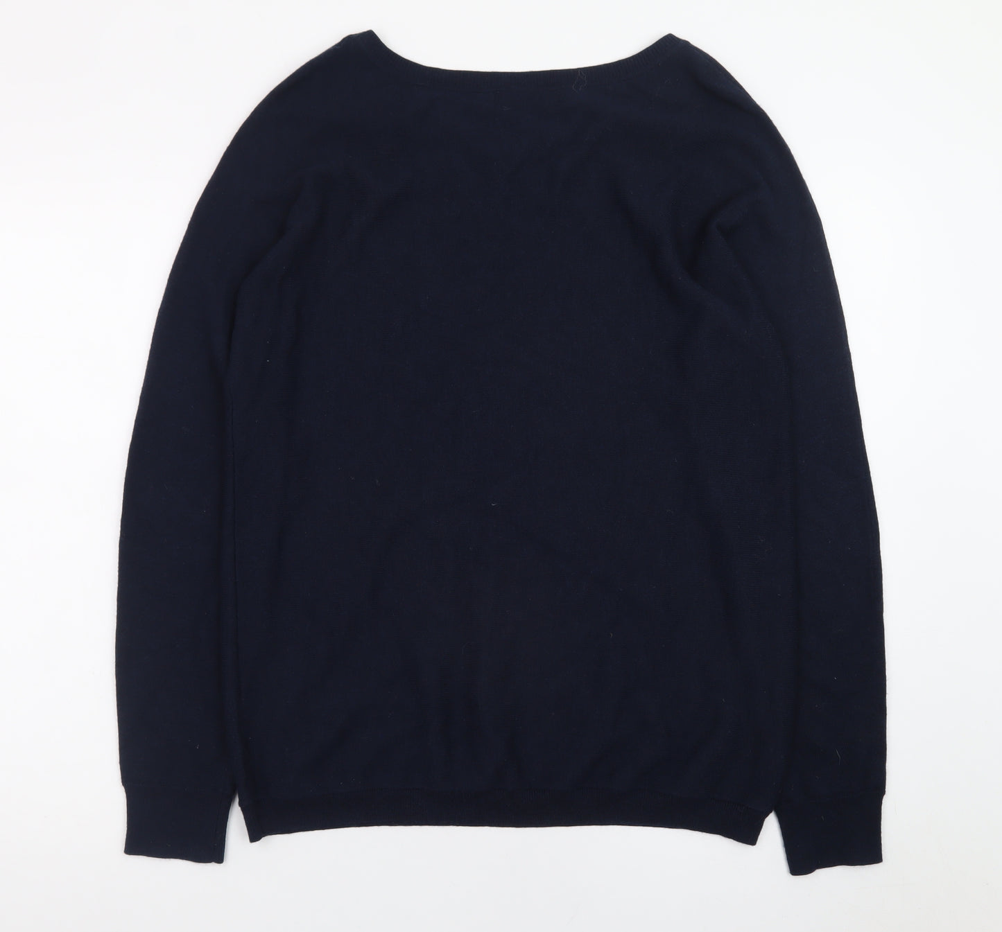 The White Company Women's Blue Size 14 Wool Blend Crew Neck Jumper