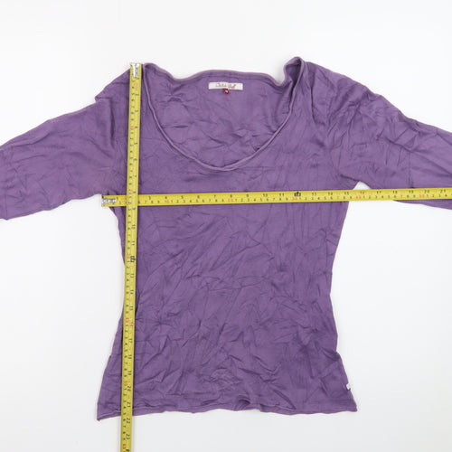 White Stuff Women's Purple Long Sleeve Cotton Scoop Neck Top Size 12