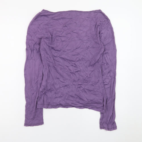 White Stuff Women's Purple Long Sleeve Cotton Scoop Neck Top Size 12