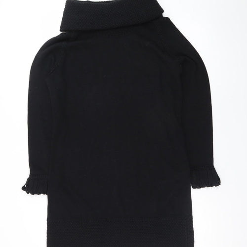Marks and Spencer Women Black Size 16 Knit Jumper Dress Roll Neck