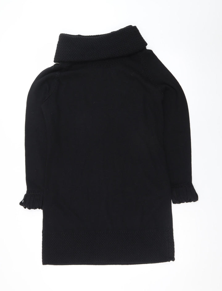 Marks and Spencer Women Black Size 16 Knit Jumper Dress Roll Neck