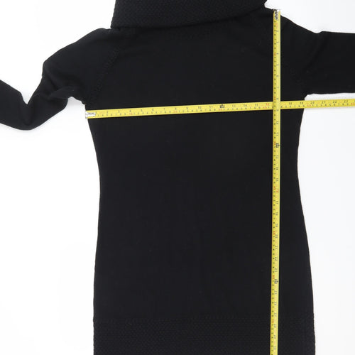 Marks and Spencer Women Black Size 16 Knit Jumper Dress Roll Neck