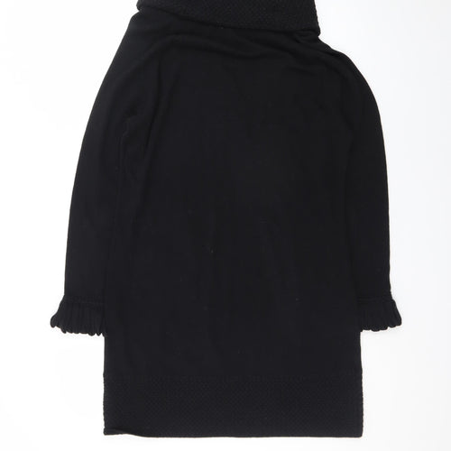Marks and Spencer Women Black Size 16 Knit Jumper Dress Roll Neck