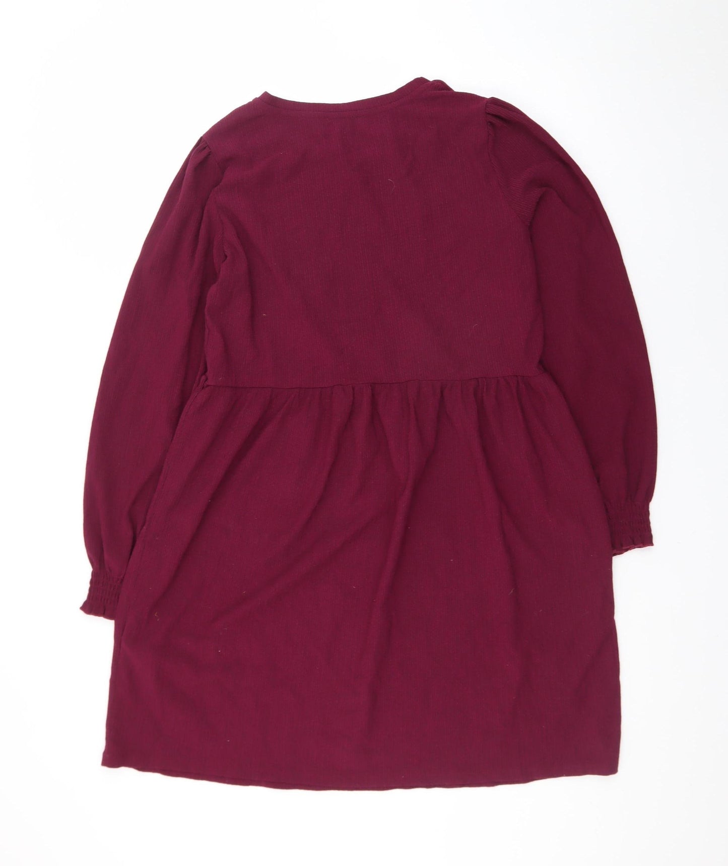 New Look Women Red Knee Length A-Line Dress Size 12 Long Sleeve