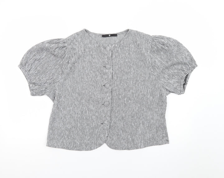 Very Womens Grey Check Short Sleeve Button Blazer Size 18