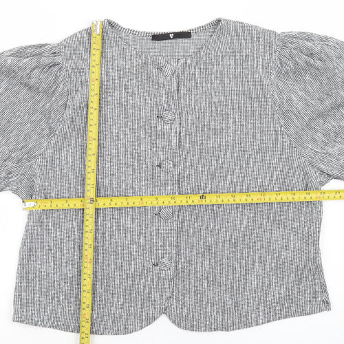 Very Womens Grey Check Short Sleeve Button Blazer Size 18