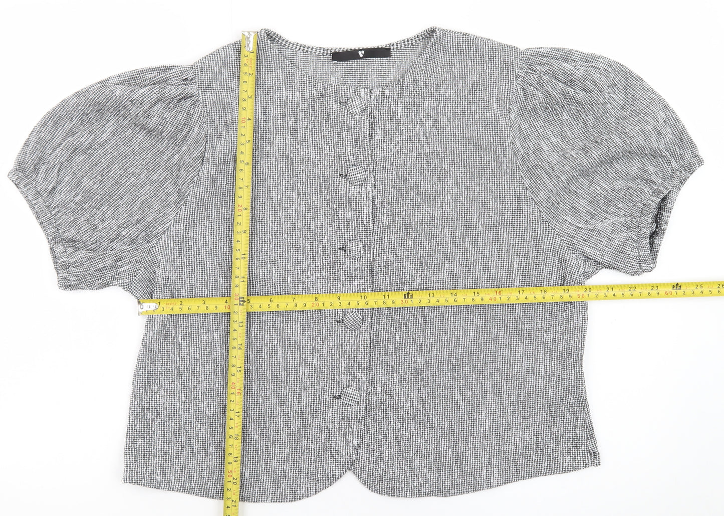 Very Womens Grey Check Short Sleeve Button Blazer Size 18