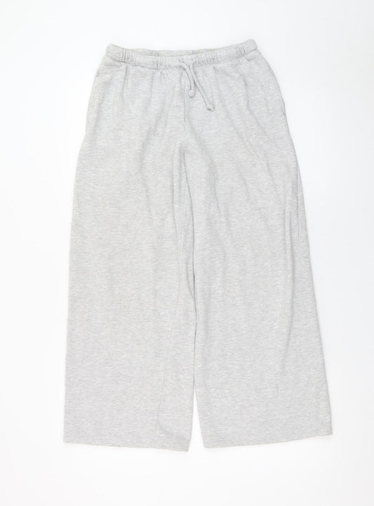 H&M Womens Grey Jersey Wide-Leg Sweatpants Size M