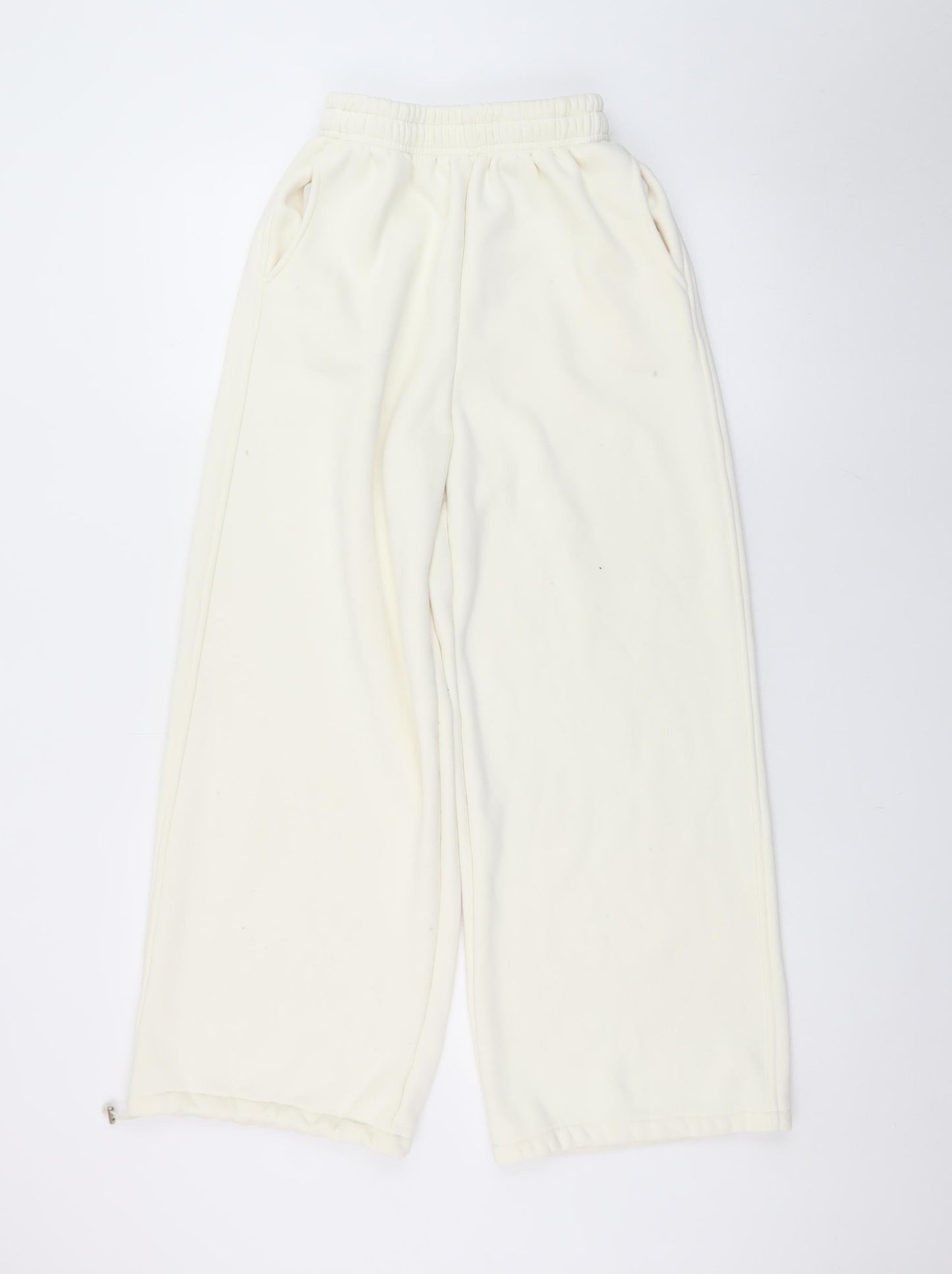 Jin. Women Ivory Fleece Jogger Trousers Size M Elastic Waist