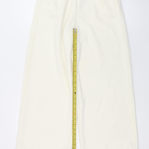Jin. Women Ivory Fleece Jogger Trousers Size M Elastic Waist
