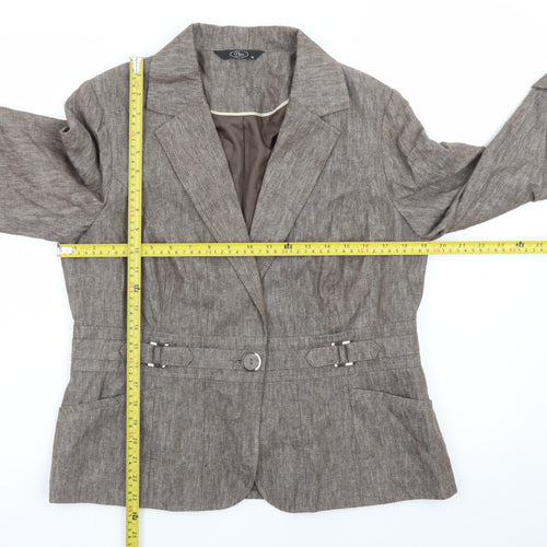 Bm Women’s Brown Linen Blend Blazer Jacket Size 14 Classic Style
