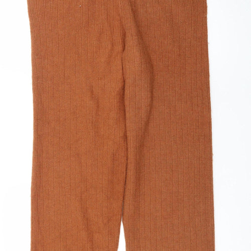 DKNY Women's Brown Knit Wide-Leg Drawstring Lounge Trousers Size M