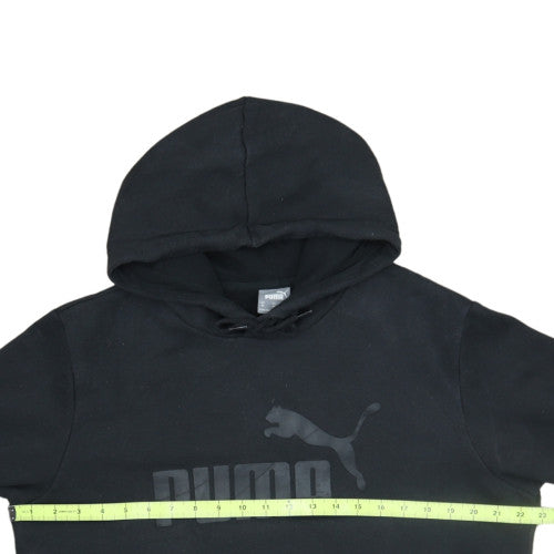 Puma Mens Black Pullover Hoodie Size M Logo Fleece Sweatshirt