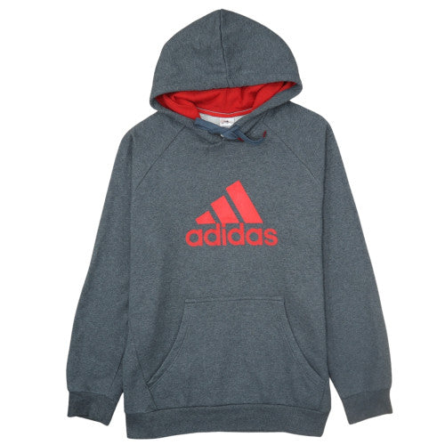 Adidas Mens Grey XL Pullover Hoodie with Red Logo