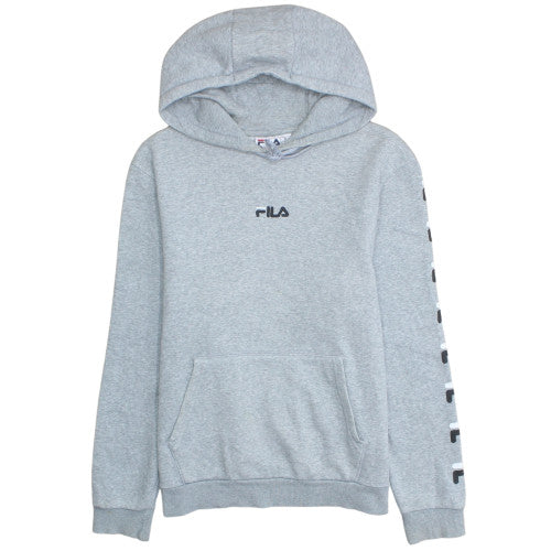 Fila Men's Grey Hoodie Pullover Sweatshirt M Logo Graphic Cotton Blend