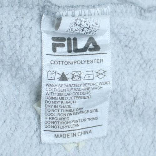 Fila Men's Grey Hoodie Pullover Sweatshirt M Logo Graphic Cotton Blend