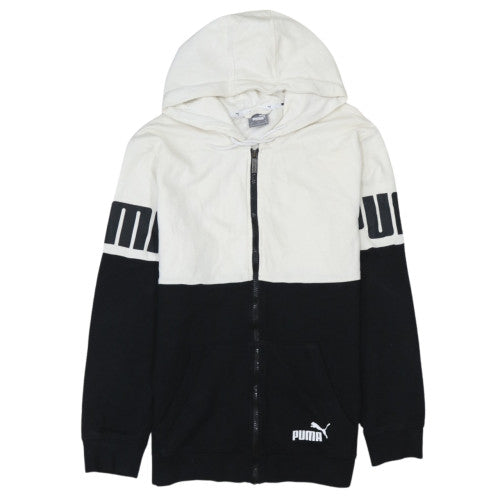 Puma Men's Black & White Full Zip Hoodie Small Logo Sportswear