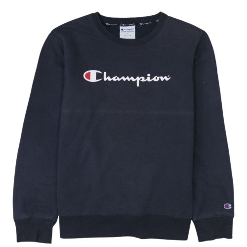 Champion Mens Blue Logo Pullover Sweatshirt Size L Crew Neck