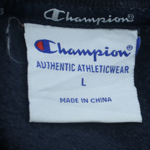 Champion Mens Blue Logo Pullover Sweatshirt Size L Crew Neck