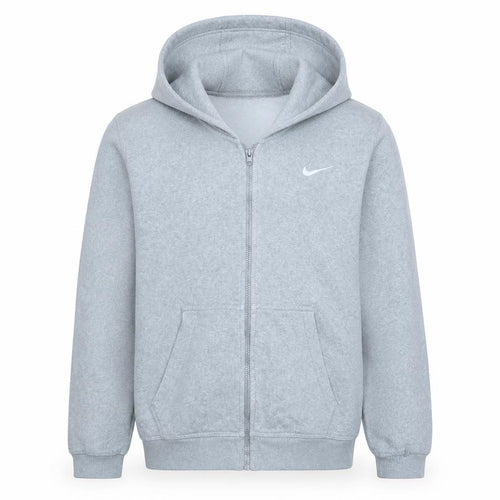 Nike Men's Grey Full Zip Hoodie M Fleece Cotton Blend
