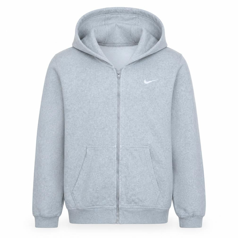 Nike Men's Grey Full Zip Hoodie M Fleece Cotton Blend