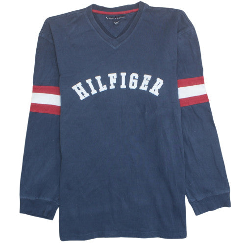 Tommy Hilfiger Men's Blue V-Neck Logo Pullover Sweatshirt 2XL