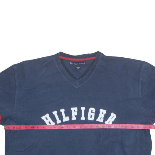 Tommy Hilfiger Men's Blue V-Neck Logo Pullover Sweatshirt 2XL