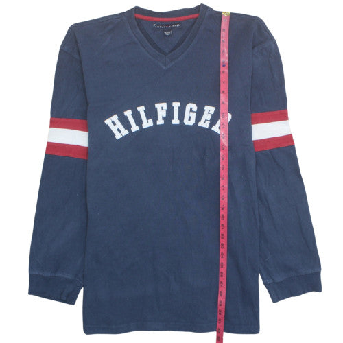 Tommy Hilfiger Men's Blue V-Neck Logo Pullover Sweatshirt 2XL