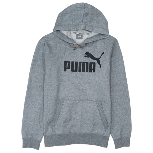 Puma Mens Grey Hoodie Medium Pullover Logo Cotton Blend Sportswear
