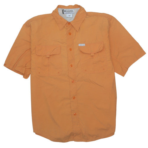 Columbia Men's Orange Short Sleeve Nylon Button-Up Outdoor Shirt M