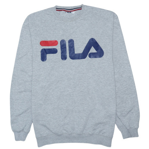 Fila Men's Grey Logo Pullover Sweatshirt Size L Regular Fit