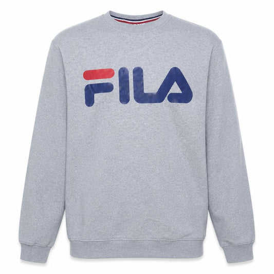 Front view of Fila Men's Grey Logo Pullover Sweatshirt, size L, Regular Fit