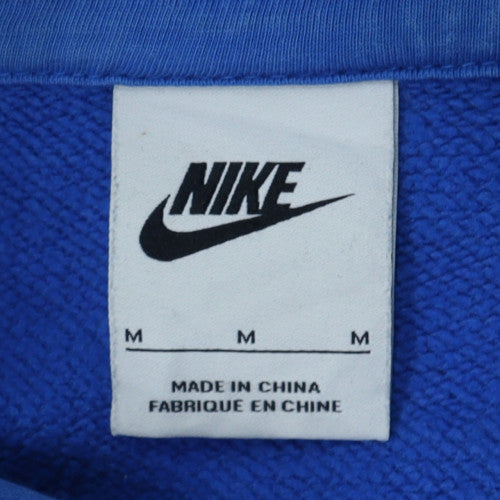 Nike Men's Blue Pullover Hoodie M Fleece Logo Sportswear