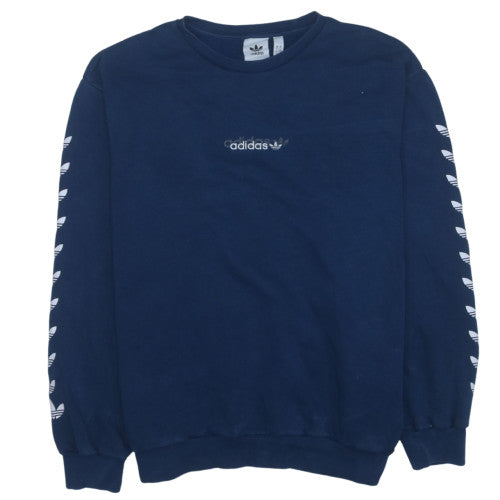 Adidas Men's Blue XL Pullover Sweatshirt Crew Neck Logo Fleece