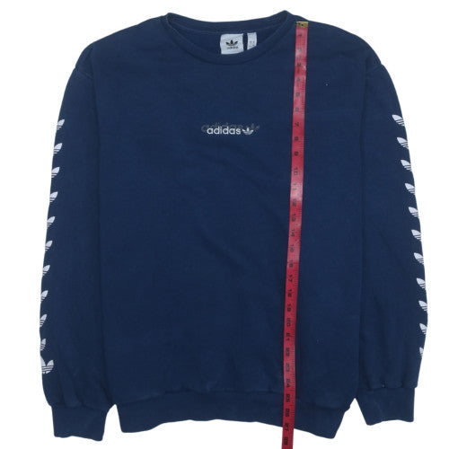 Adidas Men's Blue XL Pullover Sweatshirt Crew Neck Logo Fleece