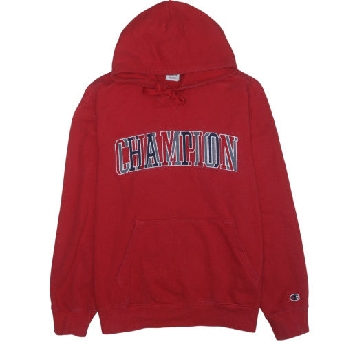 Champion Men's Red XL Pullover Hoodie with Logo Print
