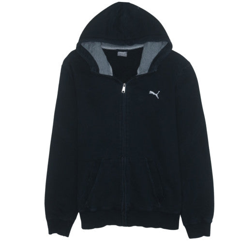 Puma Men's Black Full Zip Hoodie L Fleece Logo Sportswear