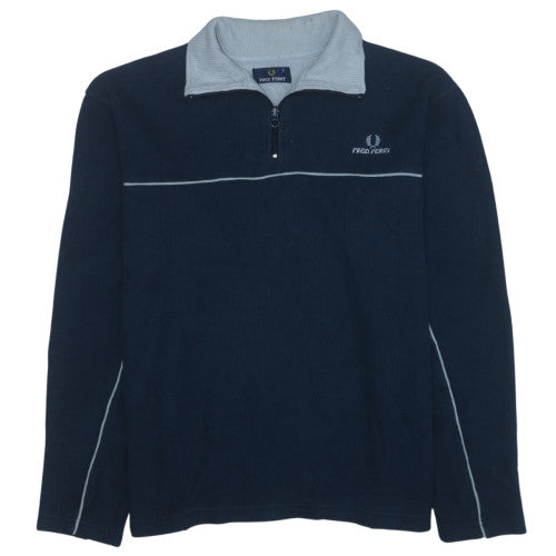 Fred Perry Men's Blue 1/4 Zip Cotton Sweatshirt Size L