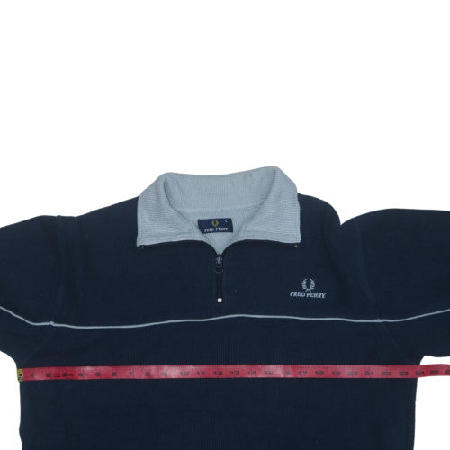 Fred Perry Men's Blue 1/4 Zip Cotton Sweatshirt Size L