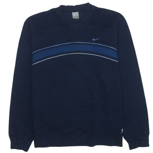 Nike Mens Blue Logo Pullover Sweatshirt L Regular Fit Vintage