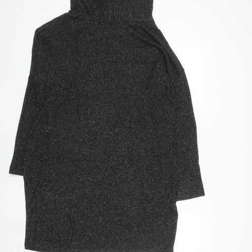 Oasis Women Grey Roll Neck Knit Bodycon Dress Size L
