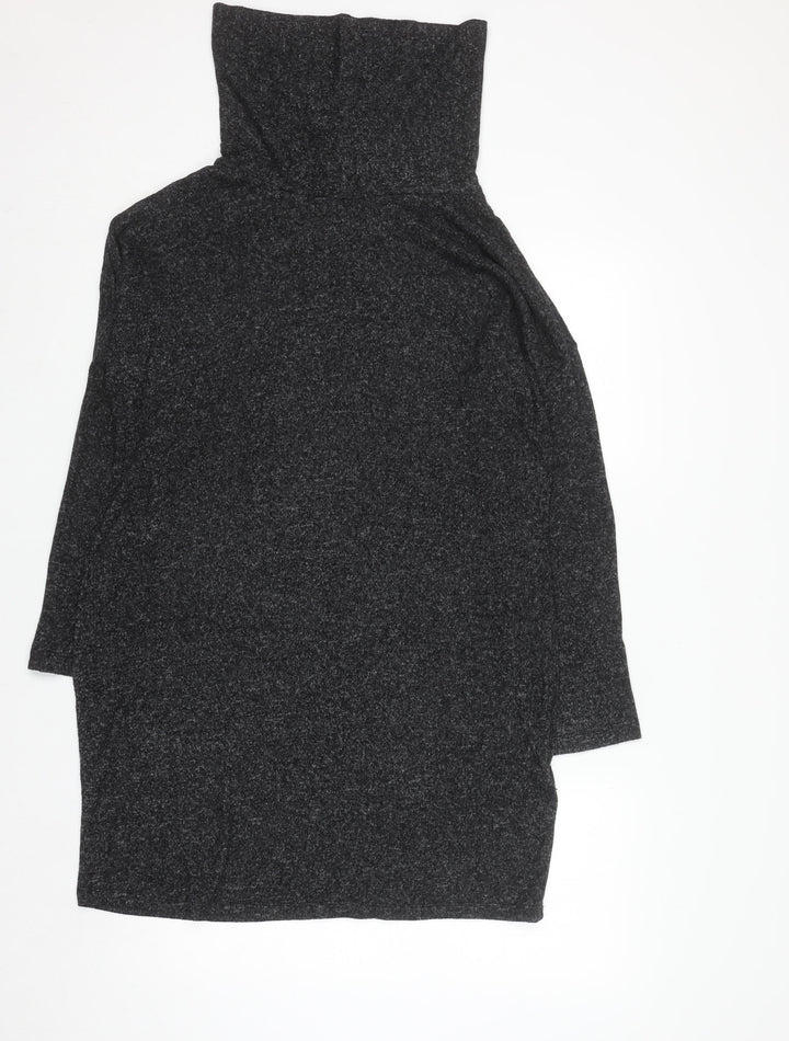 Oasis Women Grey Roll Neck Knit Bodycon Dress Size L
