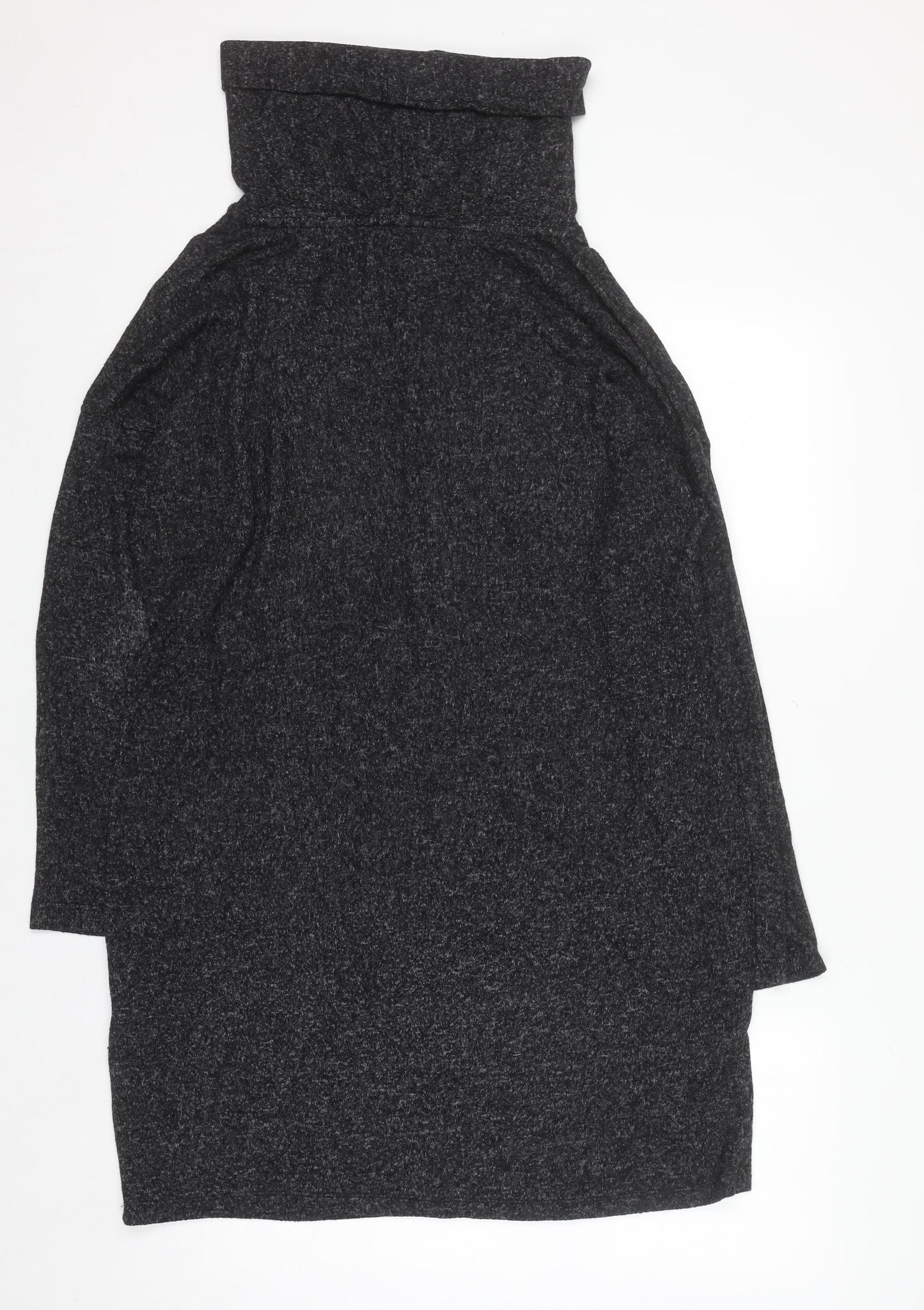 Oasis Women Grey Roll Neck Knit Bodycon Dress Size L