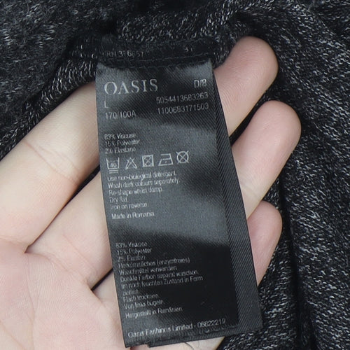 Oasis Women Grey Roll Neck Knit Bodycon Dress Size L