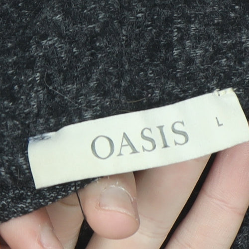 Oasis Women Grey Roll Neck Knit Bodycon Dress Size L